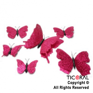 MARIPOSA PARA TORTAS GIBREADO FUCSIA X 6 UNIDADES